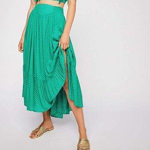 Free People Pretty Dayz Polka Dot Skirt  (Green)